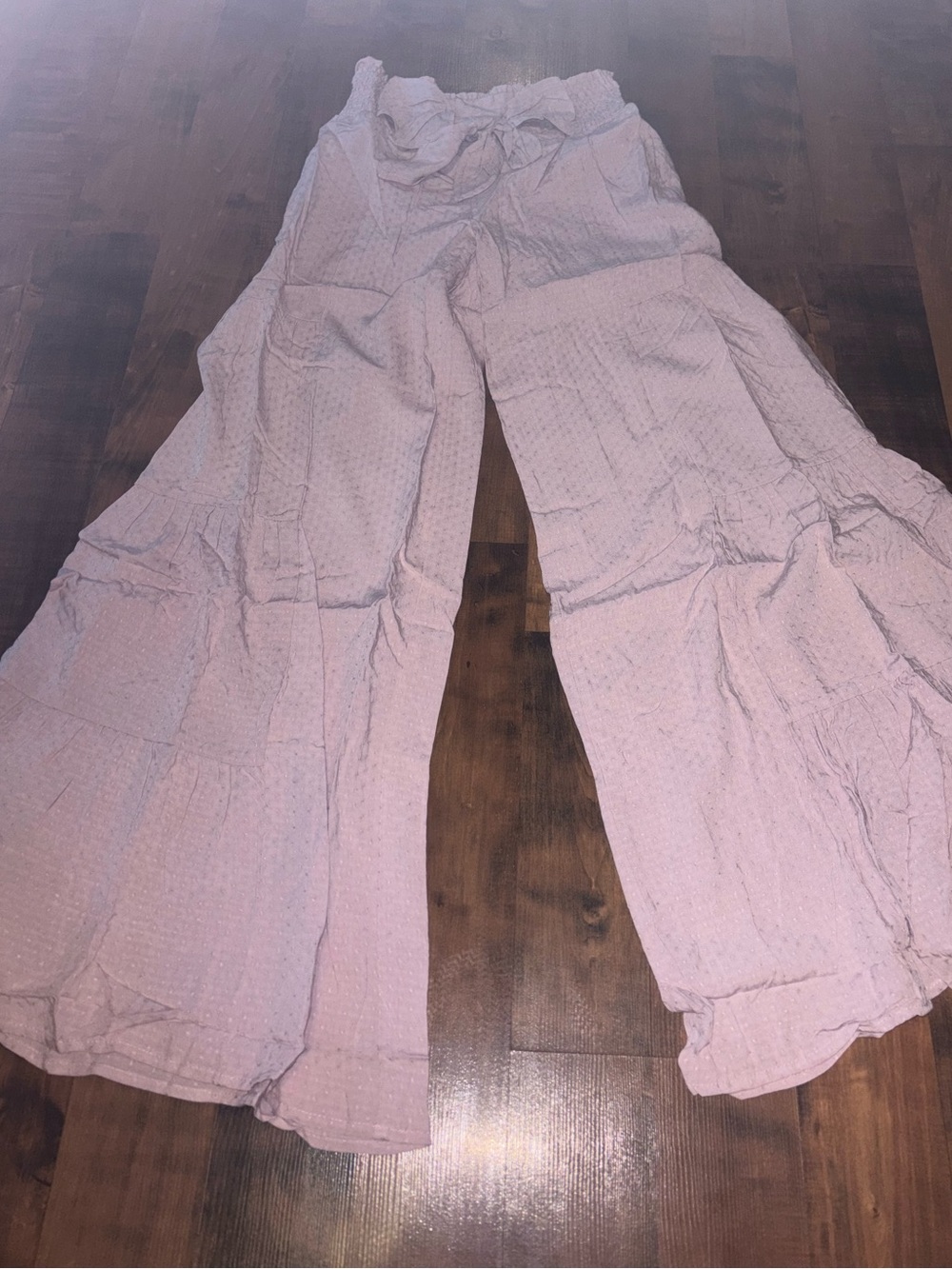 Peach Love California Pink Wide-Leg Tiered Pants